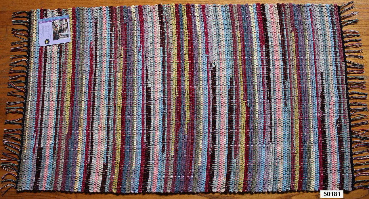 Multicolor striped rag rug